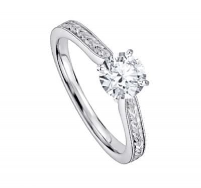  Кольцо для помолвки с бриллиантом из платины (1154168),dgv00318.4(10705-1154168),цена 100 727 грн.