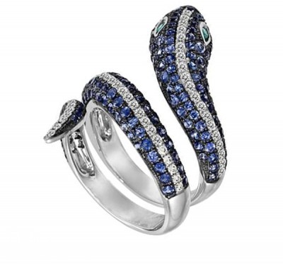  Золотое кольцо с бриллиантами и сапфирами (1154710),dg30571(7355-1154710),цена 81 171 грн.