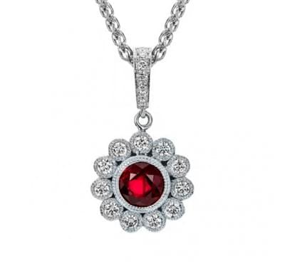  Кулон с рубином и бриллиантами (1146803),dgn00156(9197-1146803),цена 31 071 грн.