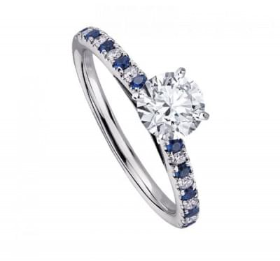 Кольцо для помолвки с бриллиантами и сапфирами
