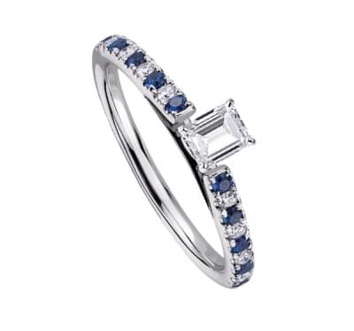Кольцо с бриллиантами и сапфирами для помолвки