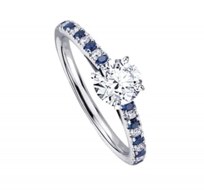  Кольцо с бриллиантами и сапфирами для помолвки (1154326),dgv00396.15(11965-1154326),цена 97 651 грн.
