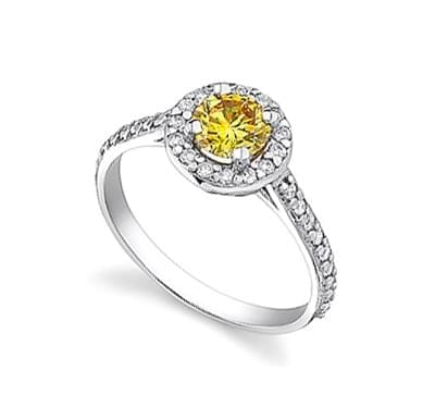 Золотое кольцо с желтым и белыми бриллиантами