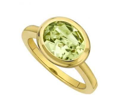 Кольцо из желтого золота с зеленым аметистом